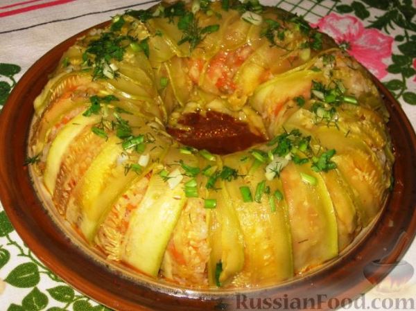 Кабачковая запеканка с рисом